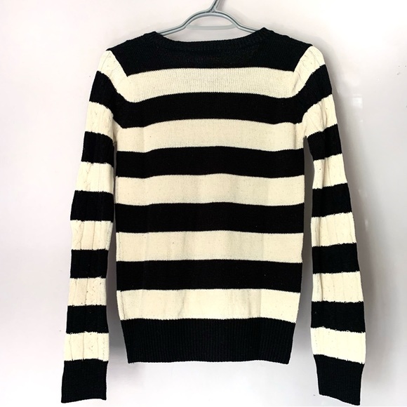Bluenotes Ladies Medium Black and White Stripped Sweater - Picture 2 of 7